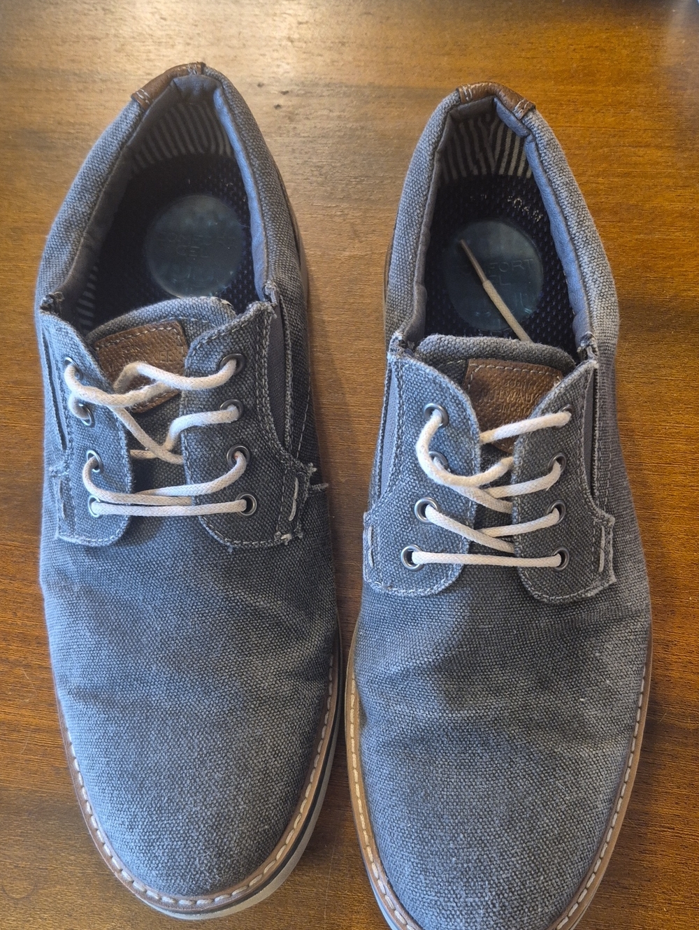 Nunn Bush Mens Shoes Size 9.5 M Lace Up Cotton Canvas Manmade Upper Blue Brown